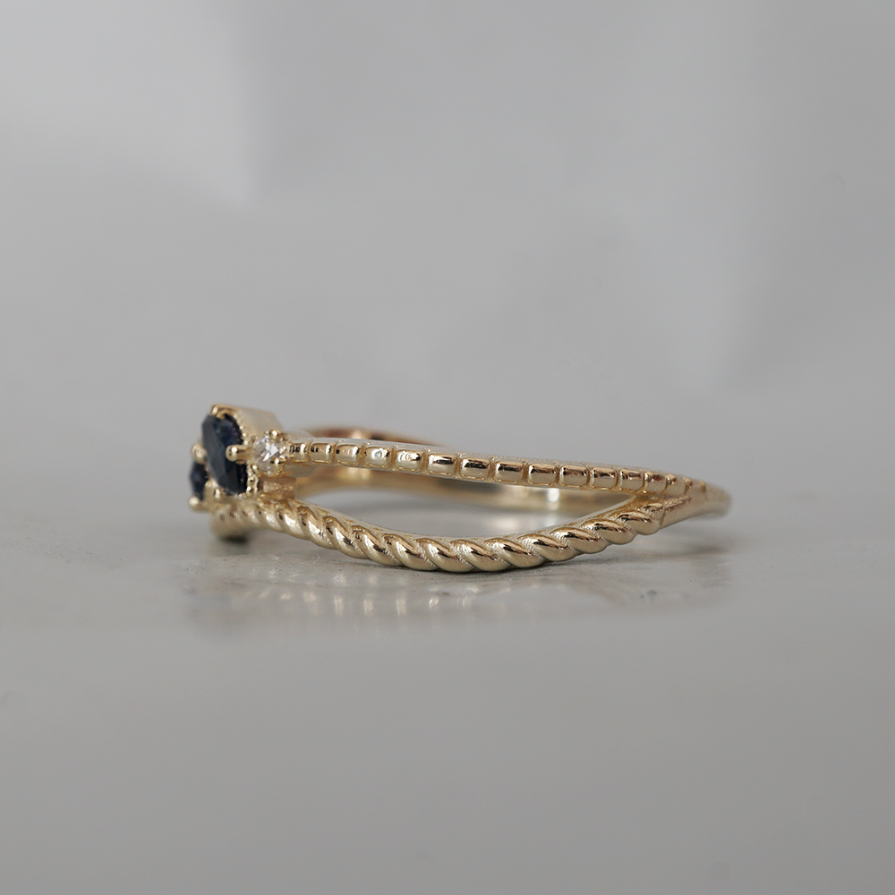 Midnight Sapphire Twist Ring