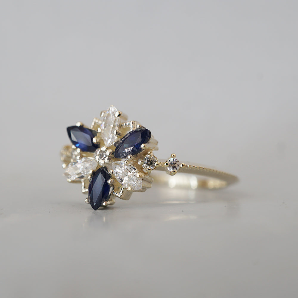 14kt Celestial Snowflake Sapphire Ring