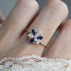 14kt Celestial Snowflake Sapphire Ring
