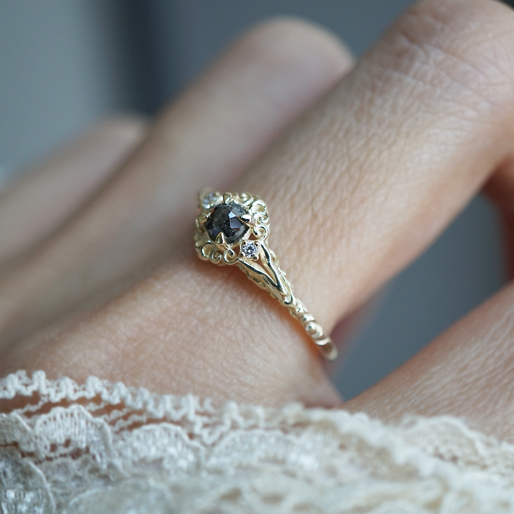 14kt Duskrain Salt and Pepper Diamond Ring