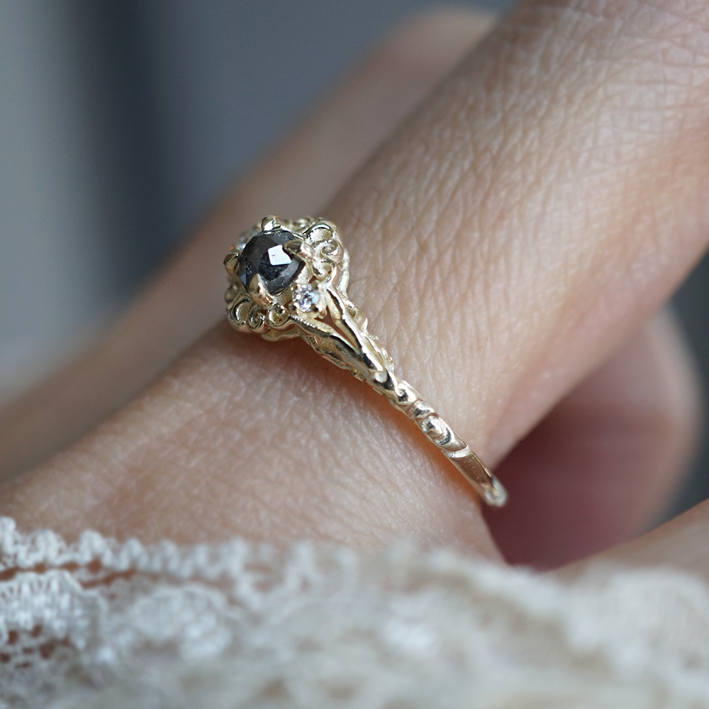 14kt Duskrain Salt and Pepper Diamond Ring