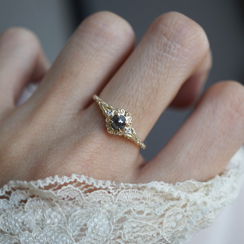 14kt Duskrain Salt and Pepper Diamond Ring