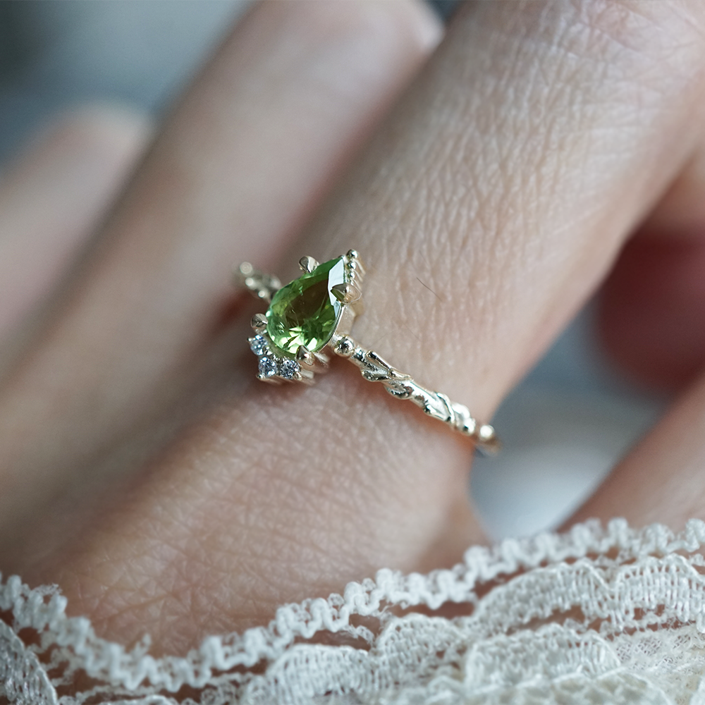 Green Tourmaline Spring Ring