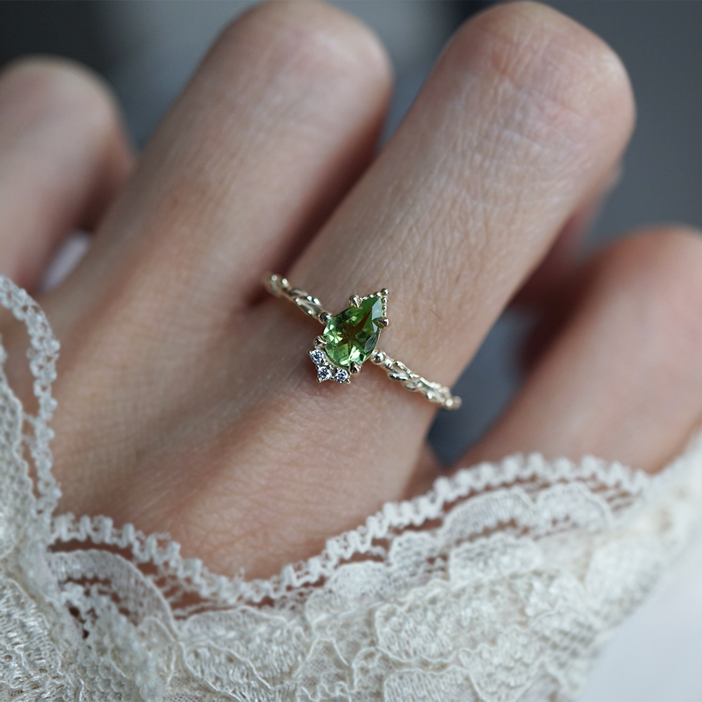 Green Tourmaline Spring Ring