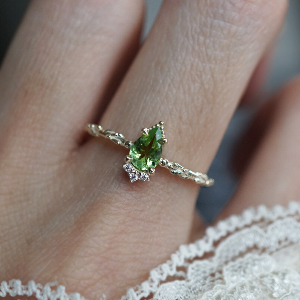 Green Tourmaline Spring Ring