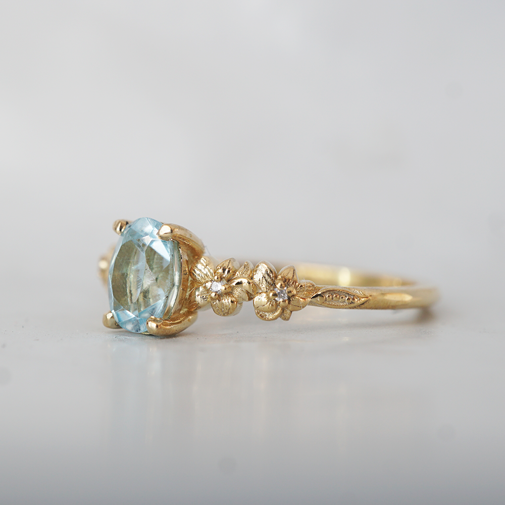 Oval Blue Topaz Bluebell Dream Ring