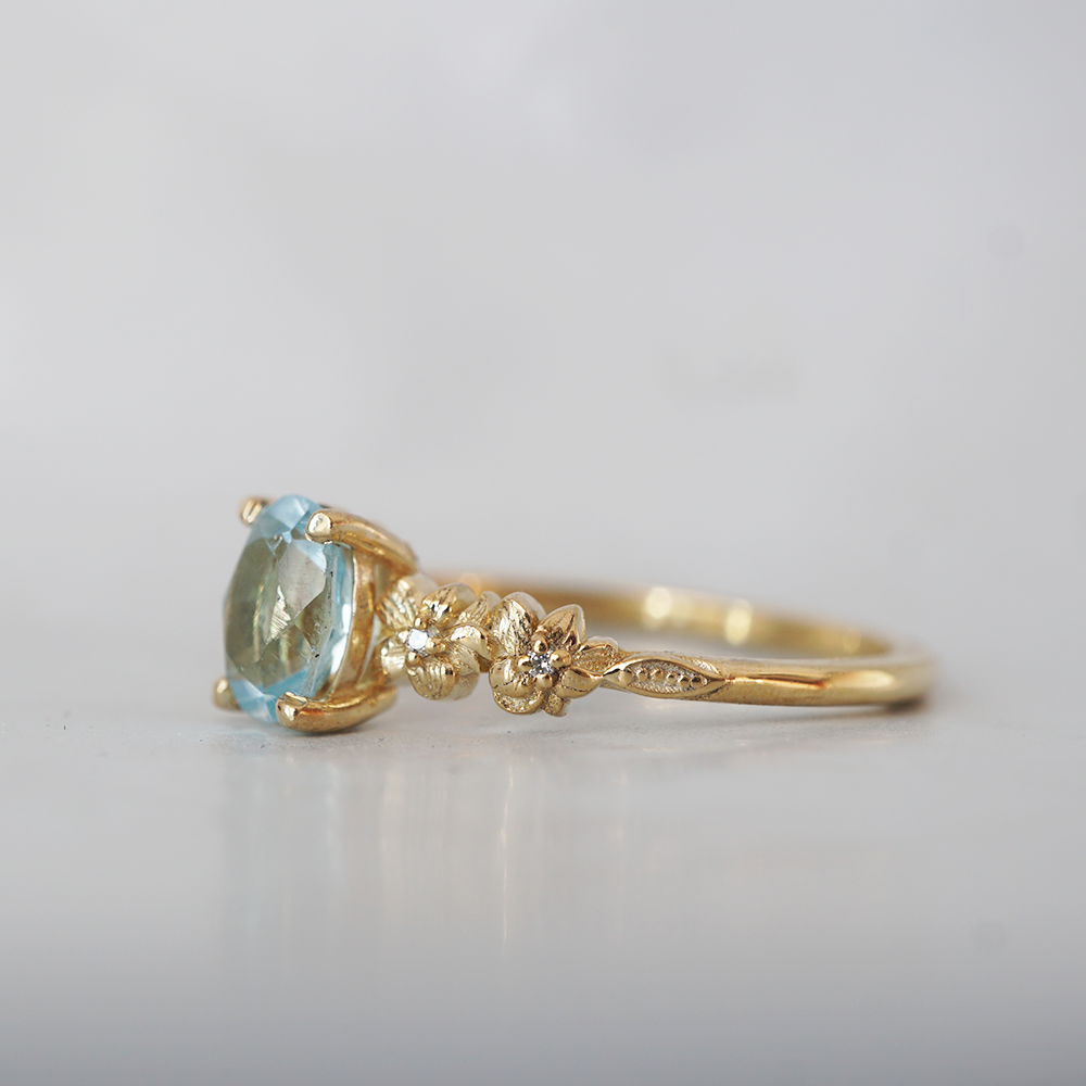 Oval Blue Topaz Bluebell Dream Ring