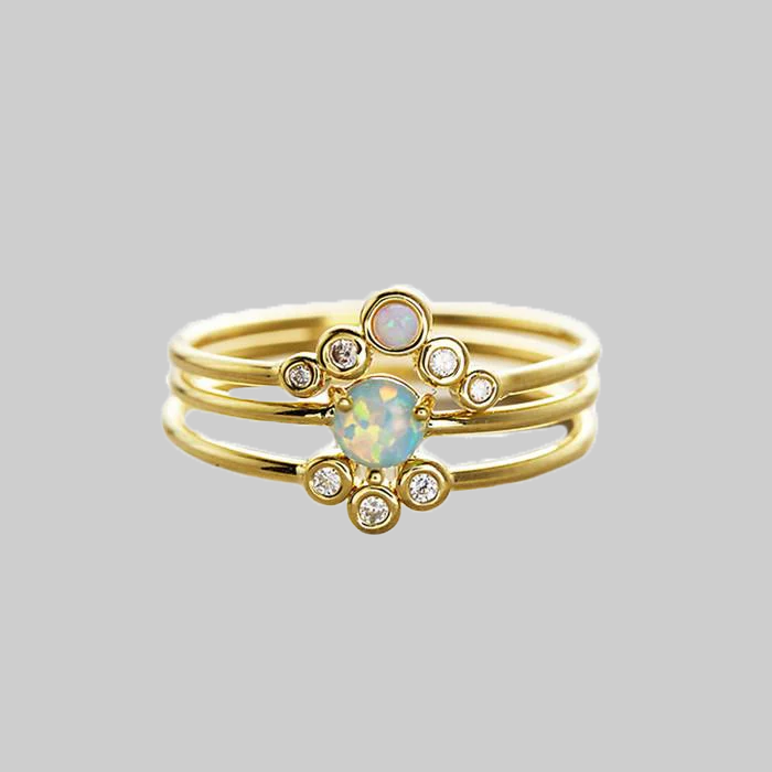 Triple Opal Ocean Ring Set