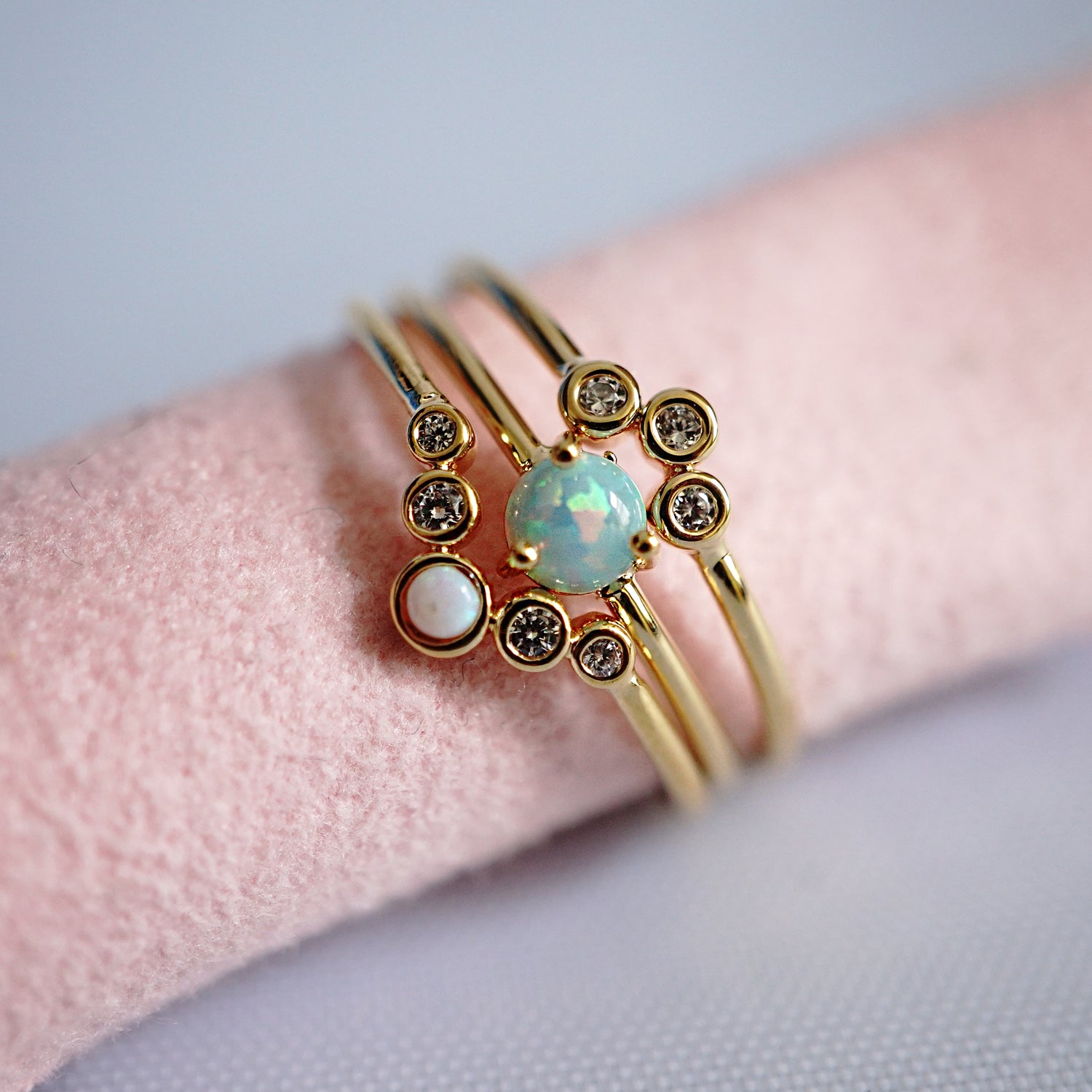 Triple Opal Ocean Ring Set