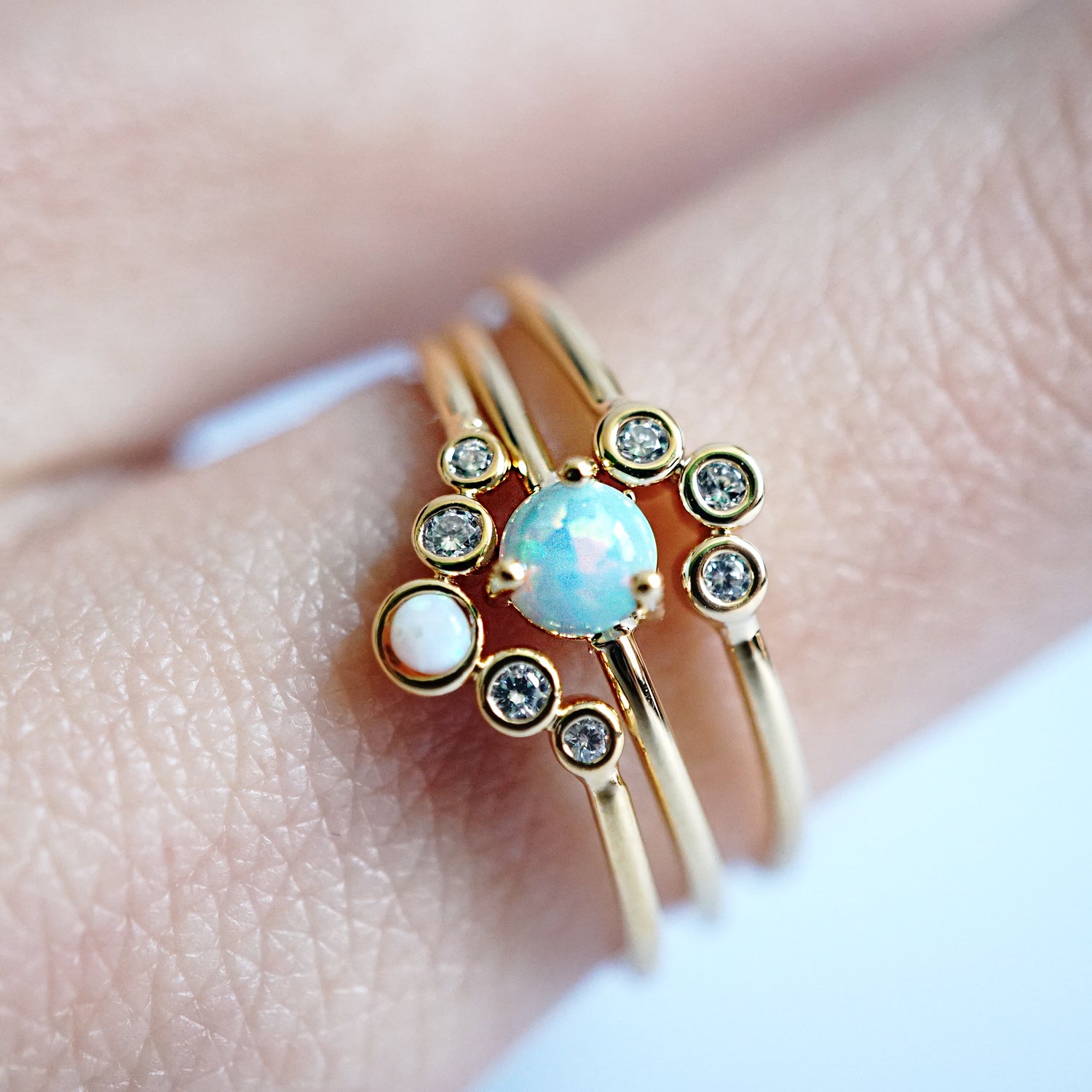 Triple Opal Ocean Ring Set