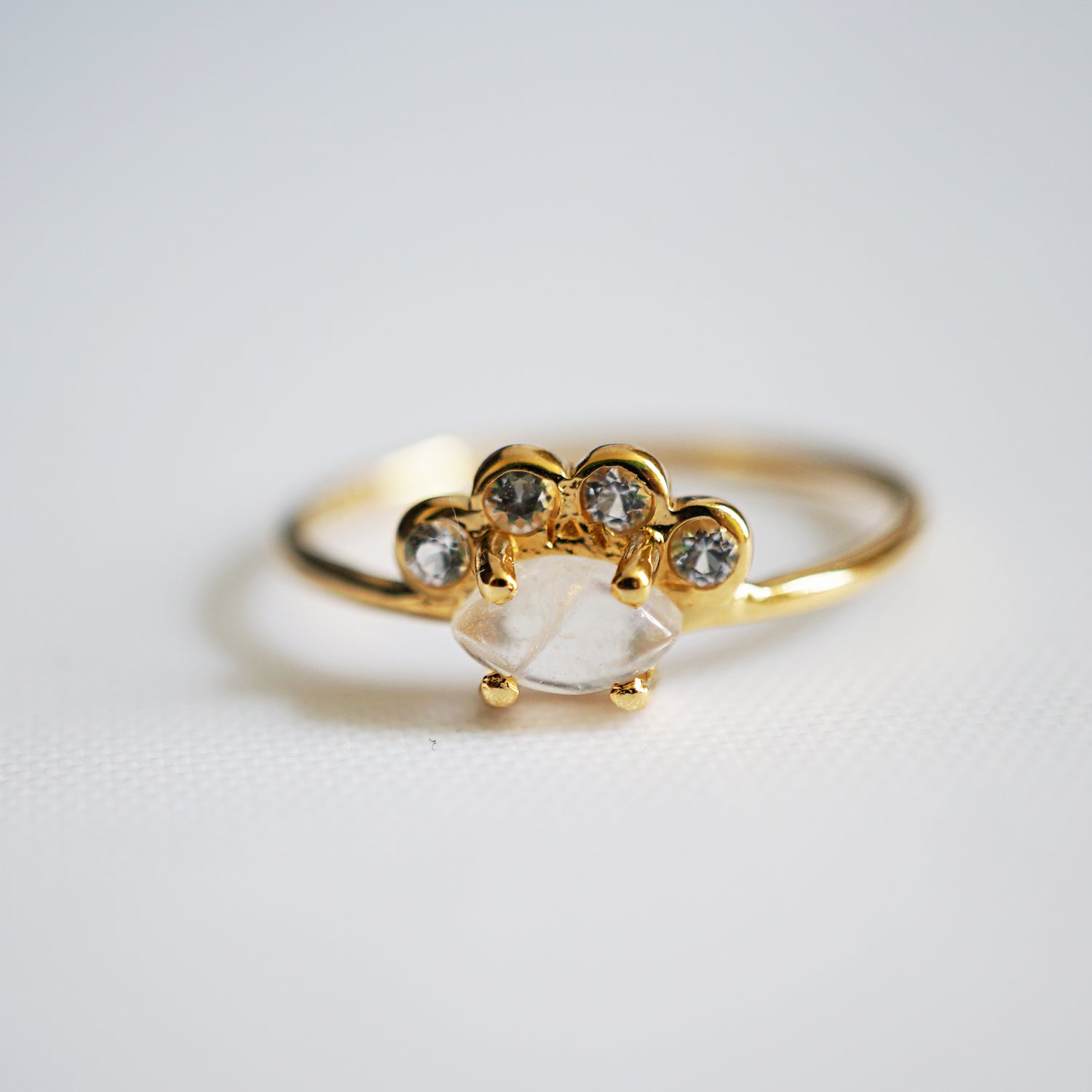 Rainbow Moonstone & Topaz Ring
