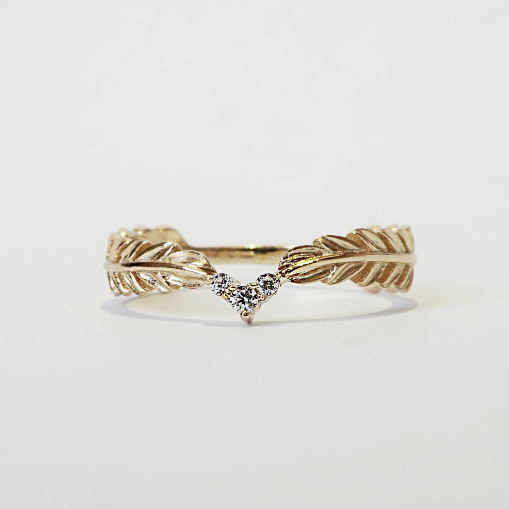 Feather Diamond Ring