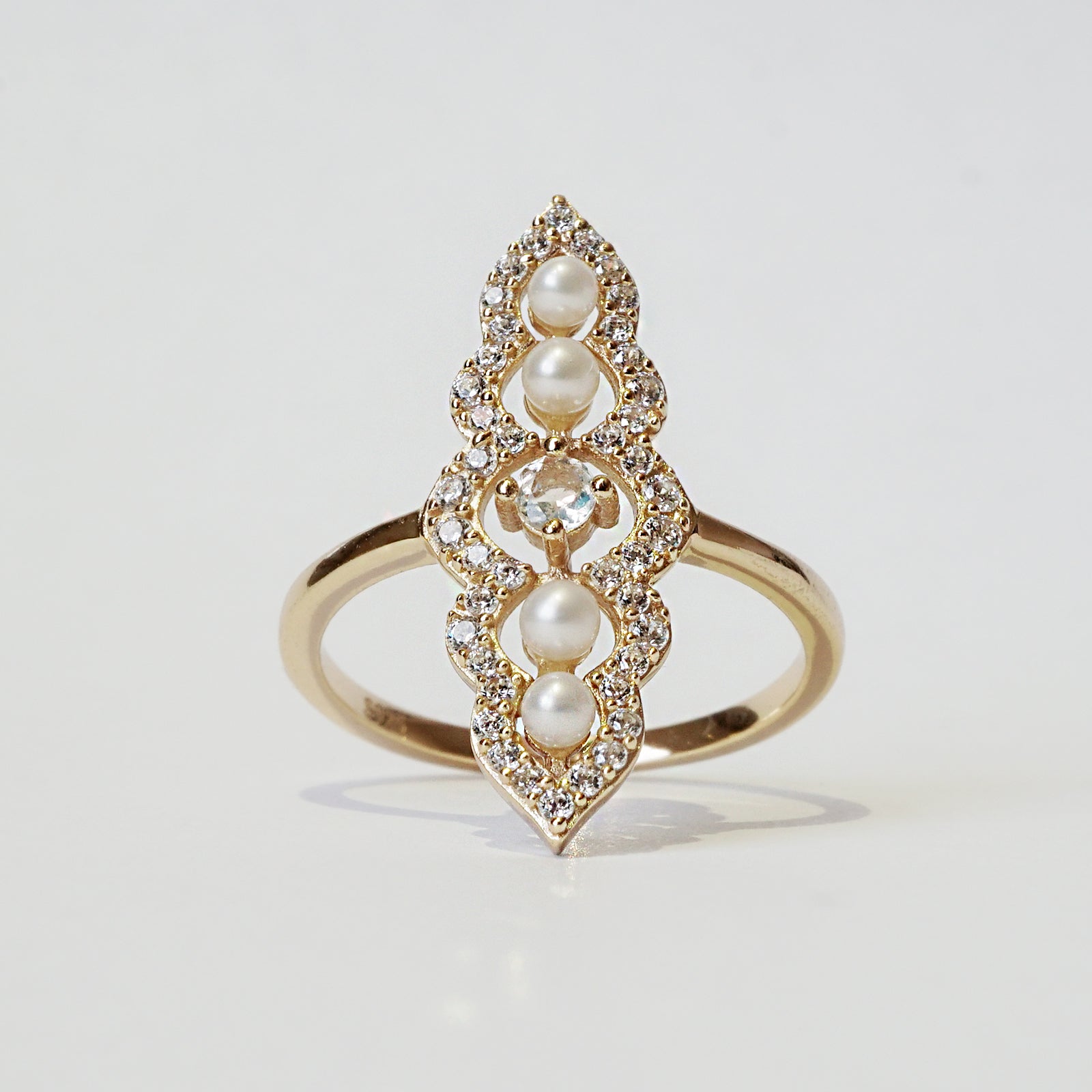 Moonstone Pearl Celestial Ring