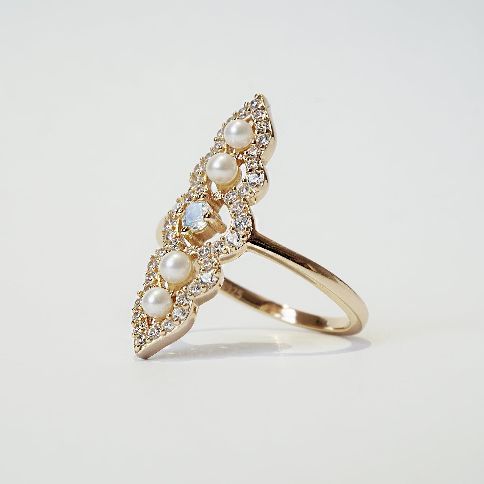 Moonstone Pearl Celestial Ring