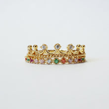 Load image into Gallery viewer, Rainbow Crown Ring Stack Set

