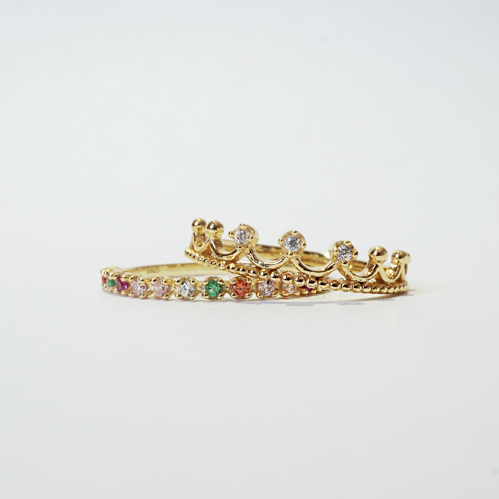 Rainbow Crown Ring Stack Set