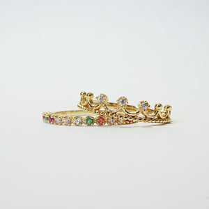 Rainbow Crown Ring Stack Set
