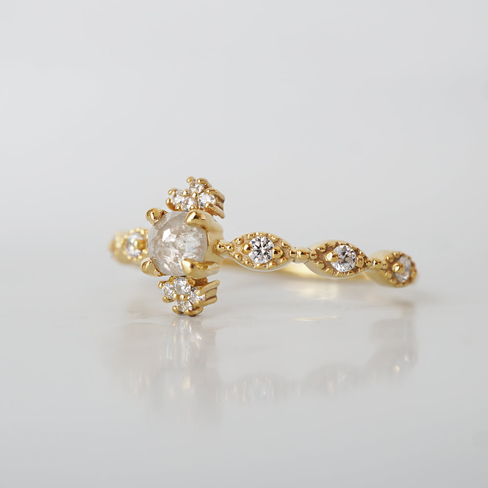 14kt Ethereal Salt and Pepper Diamond Ring