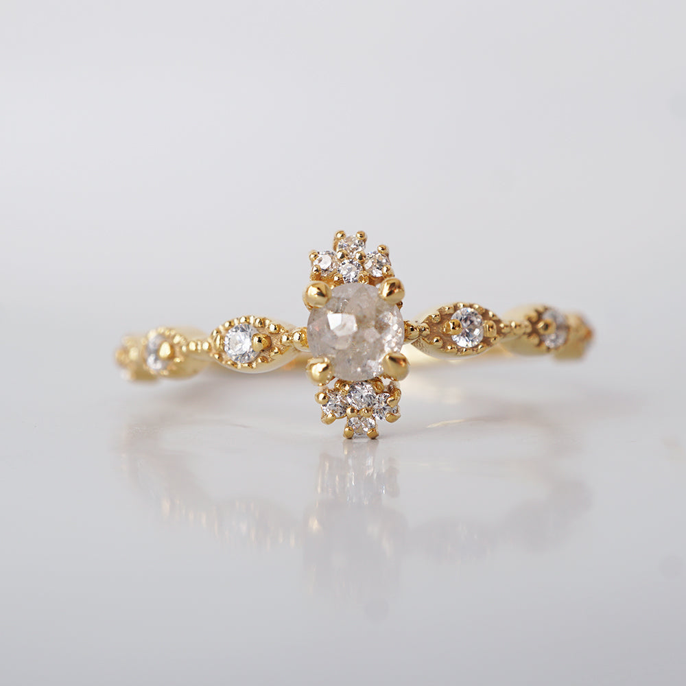 14kt Ethereal Salt and Pepper Diamond Ring