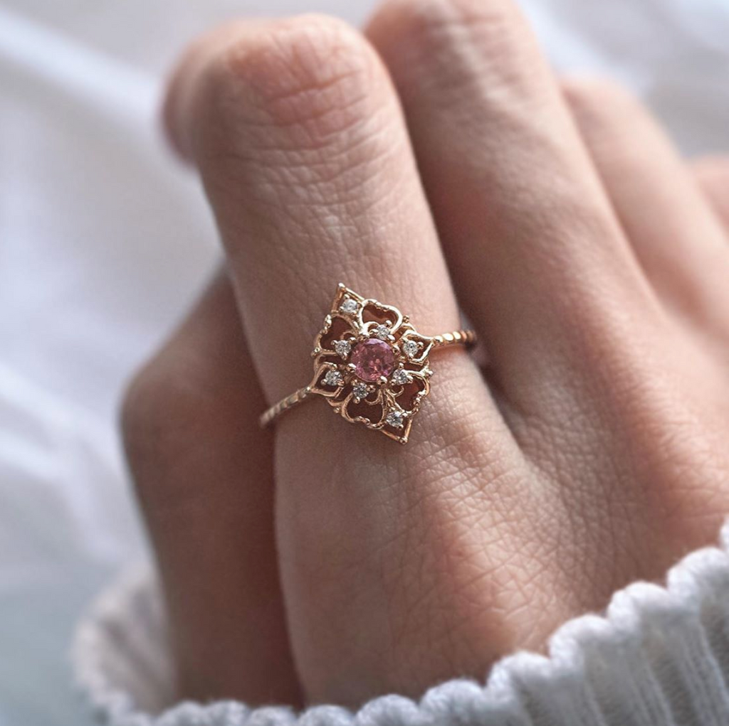 Pink Tourmaline French Ring