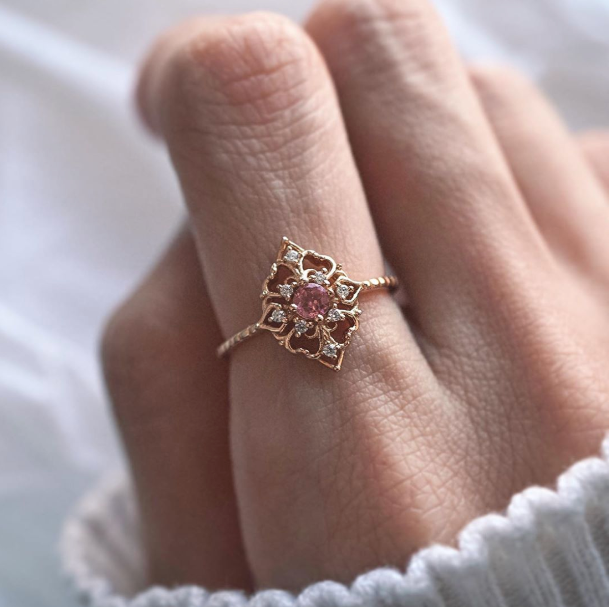 Pink Tourmaline French Ring