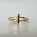 Black CZ Bar Ring