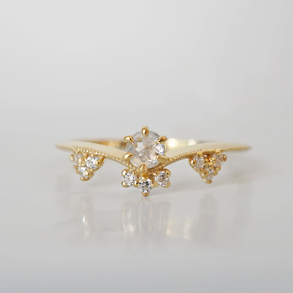 14kt Fairy Salt and Pepper Diamond Ring