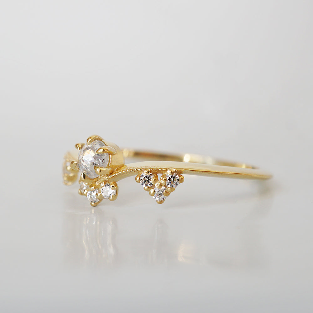 14kt Fairy Salt and Pepper Diamond Ring