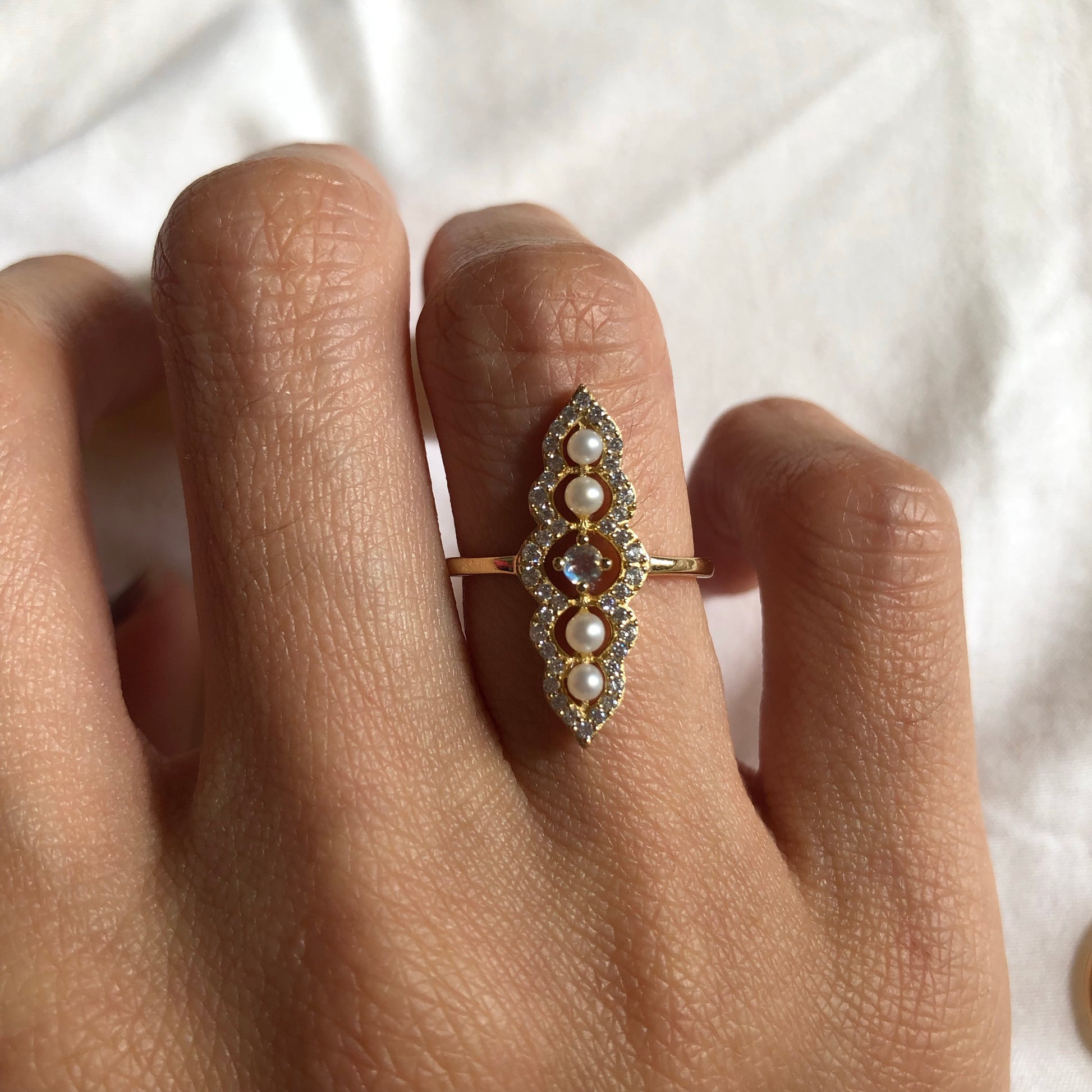 Moonstone Pearl Celestial Ring