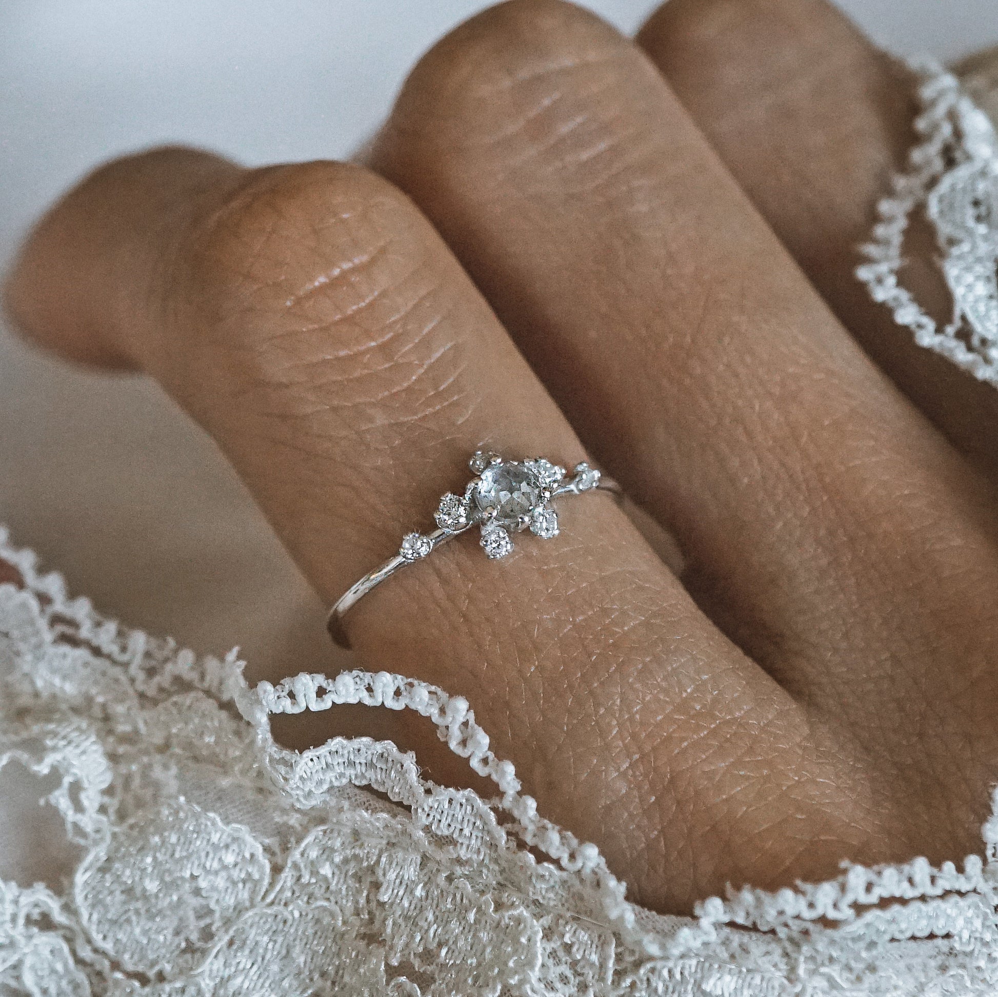 14kt Salt and Pepper Diamond Celestial Ring