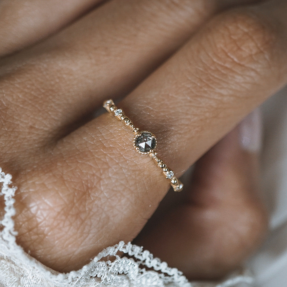 14kt Antionette Salt and Pepper Diamond Ring