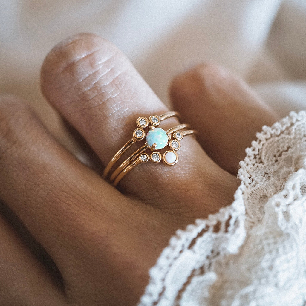 Triple Opal Ocean Ring Set
