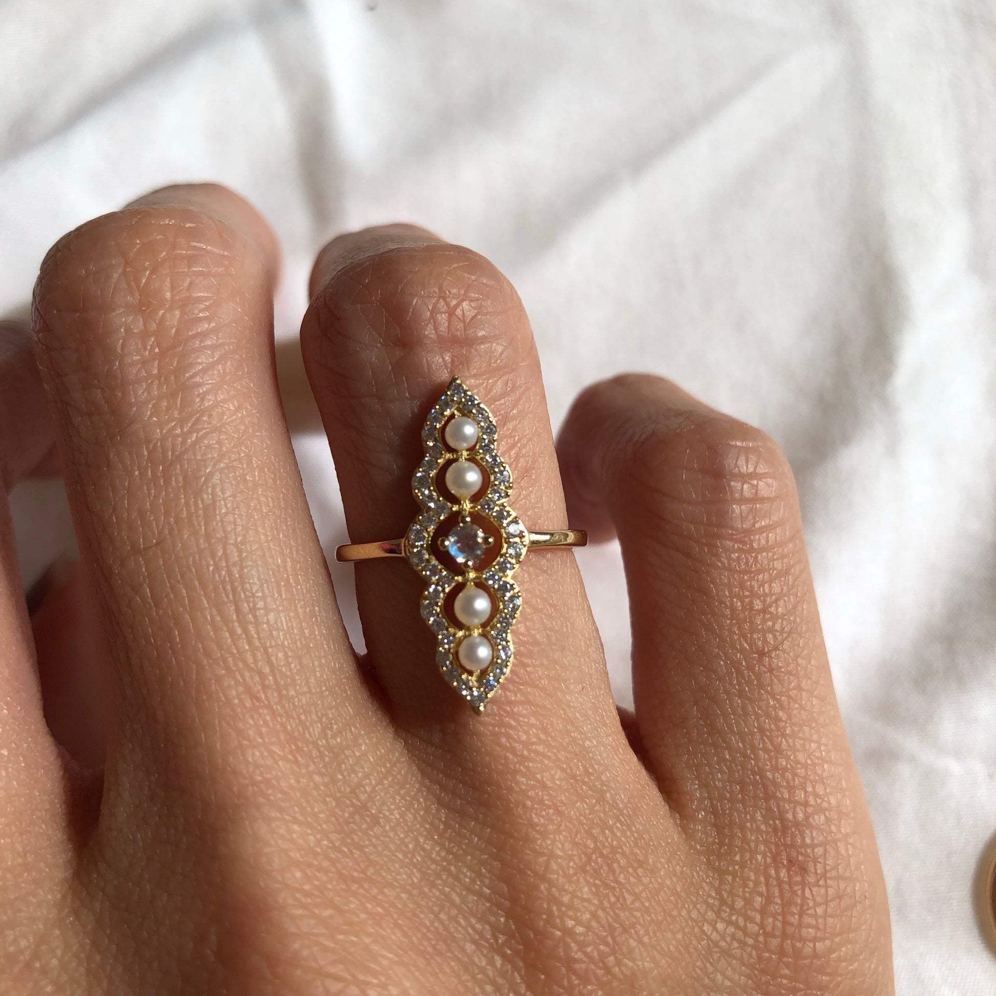 Moonstone Pearl Celestial Ring