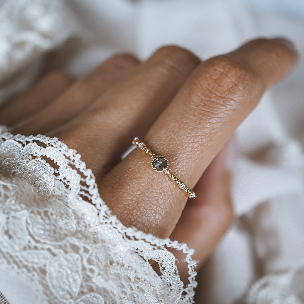 14kt Antionette Salt and Pepper Diamond Ring