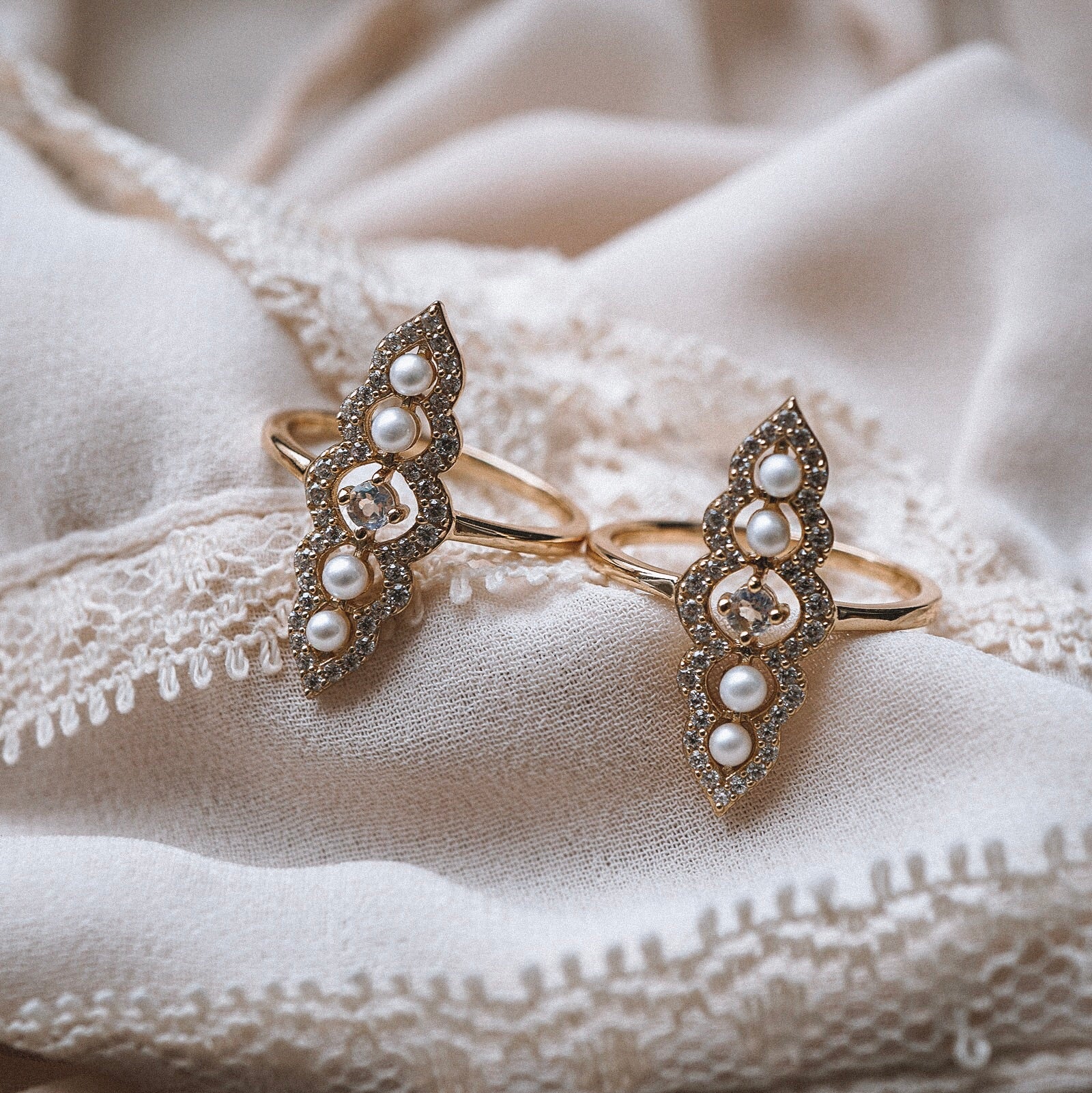 Moonstone Pearl Celestial Ring