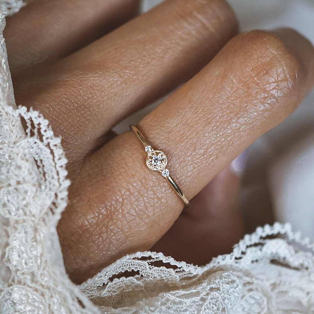 14kt Venetian Dainty Diamond Ring