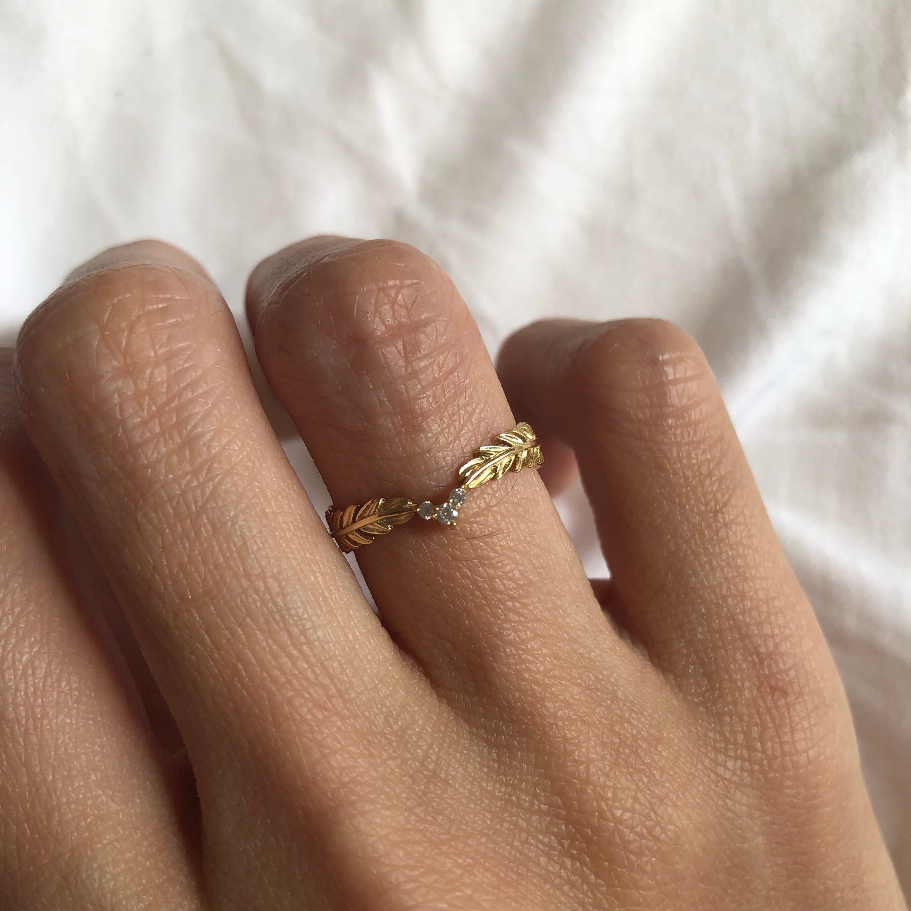 Feather Diamond Ring