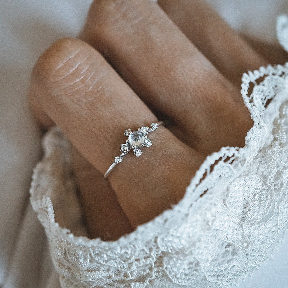 14kt Salt and Pepper Diamond Celestial Ring