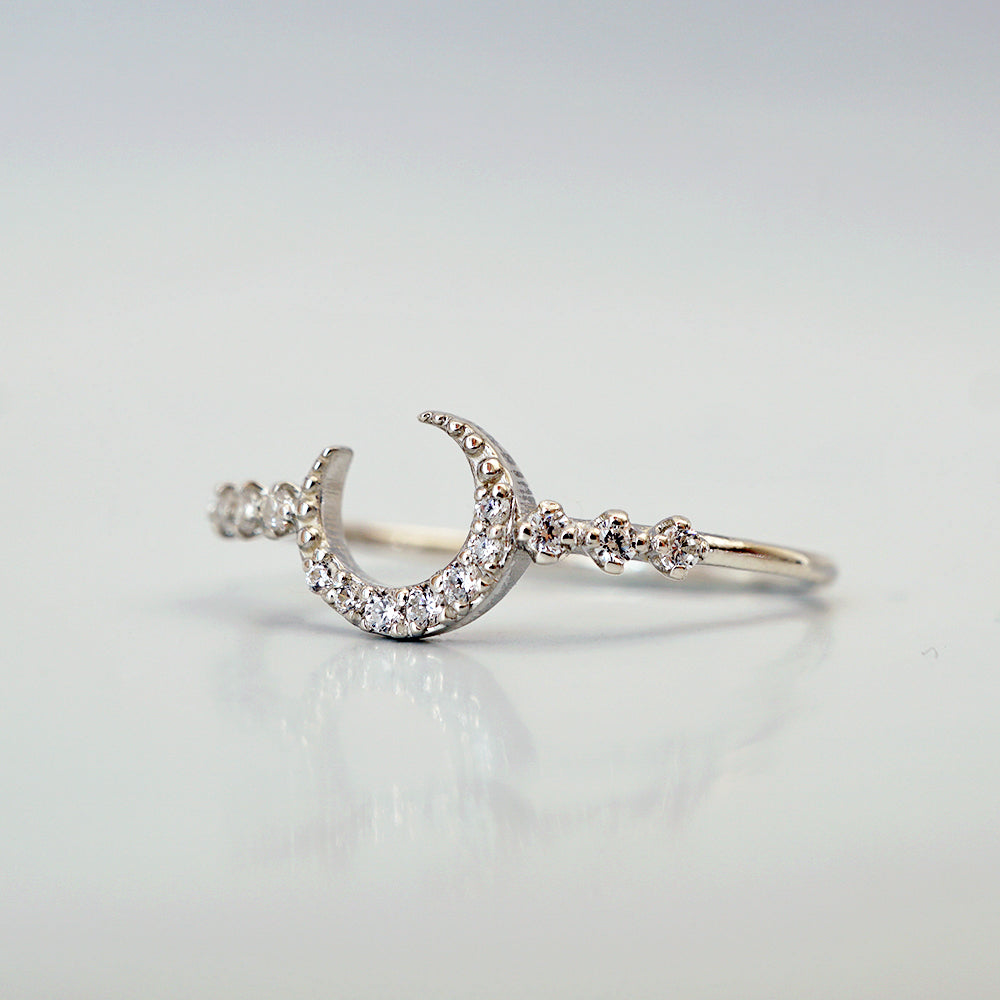 14kt Dainty Moon Ring