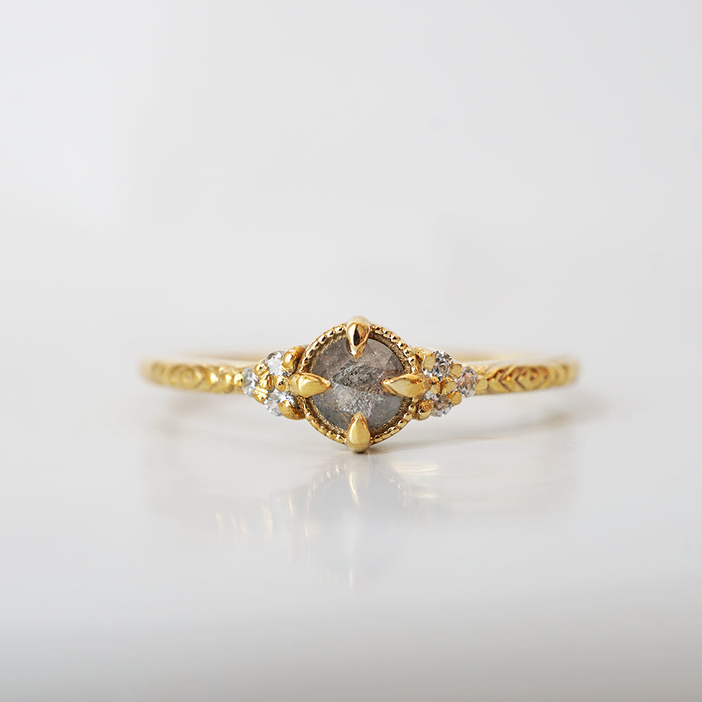 14kt Once Upon A Time Salt and Pepper Diamond Ring