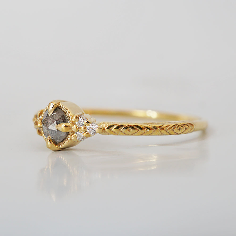 14kt Once Upon A Time Salt and Pepper Diamond Ring