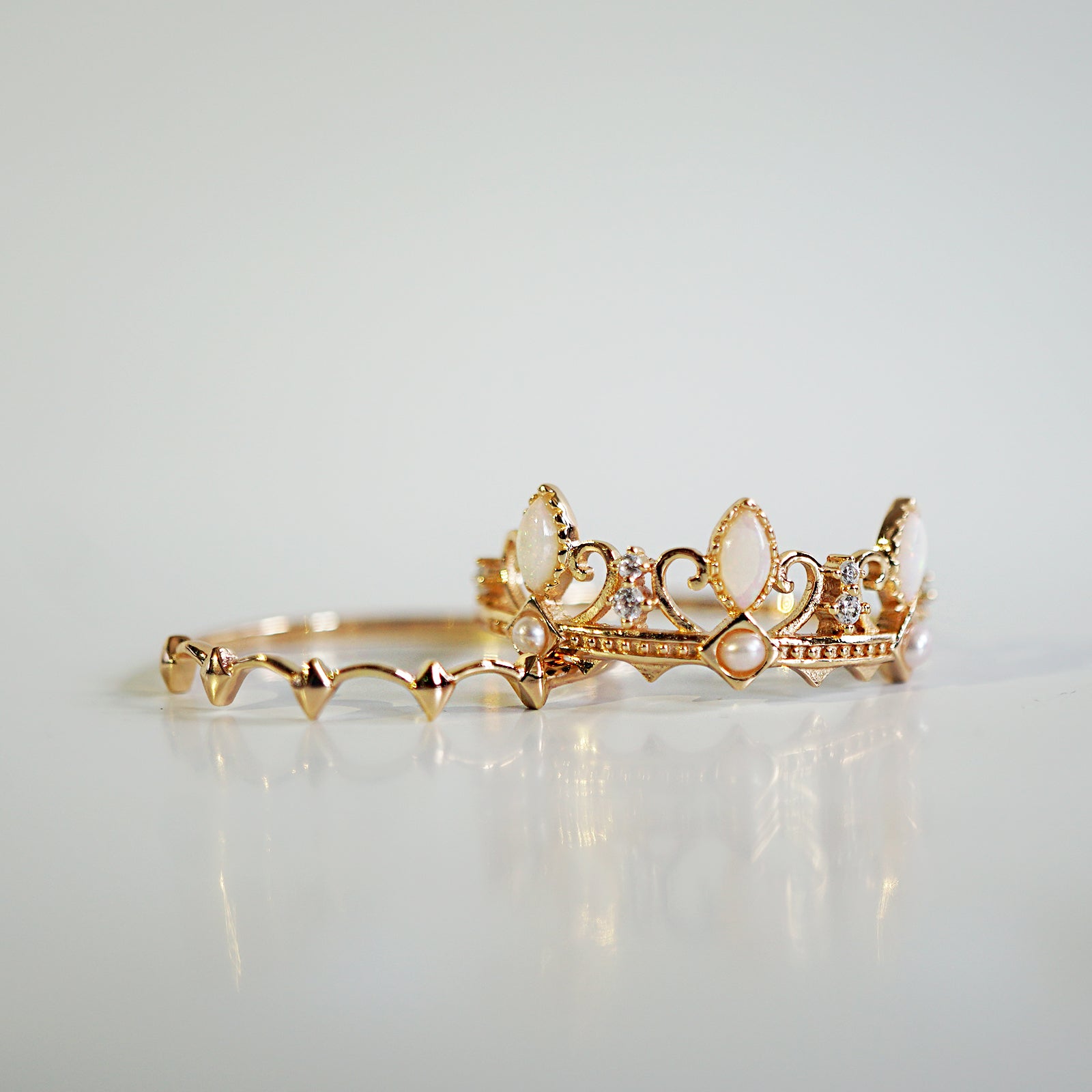 Opal and Pearl Ring Set
