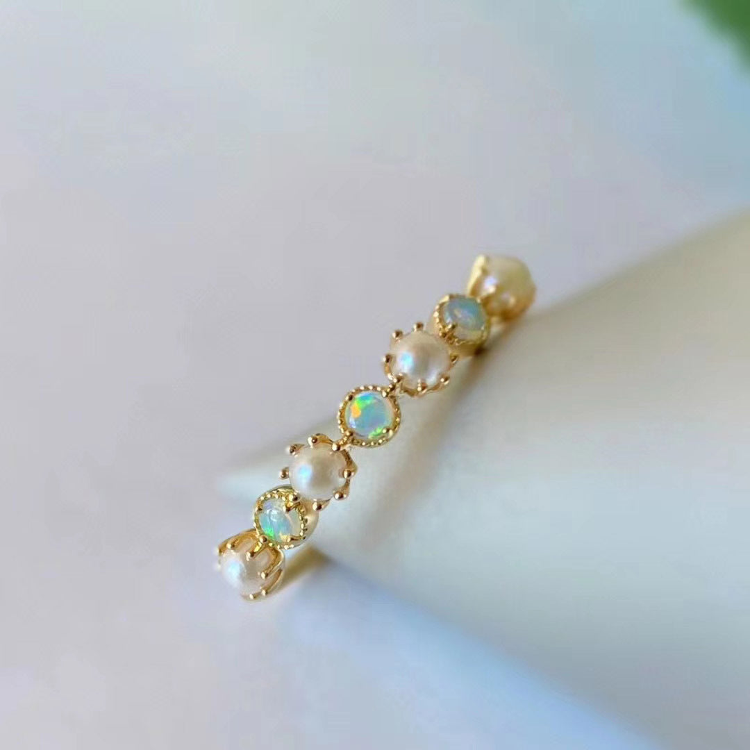 Dainty Fairy Opal Pearl Ring