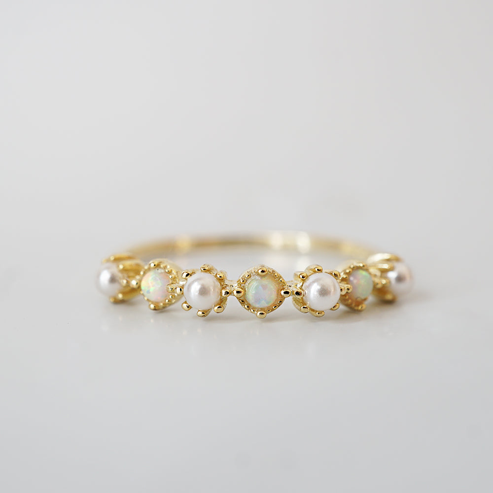 Dainty Fairy Opal Pearl Ring